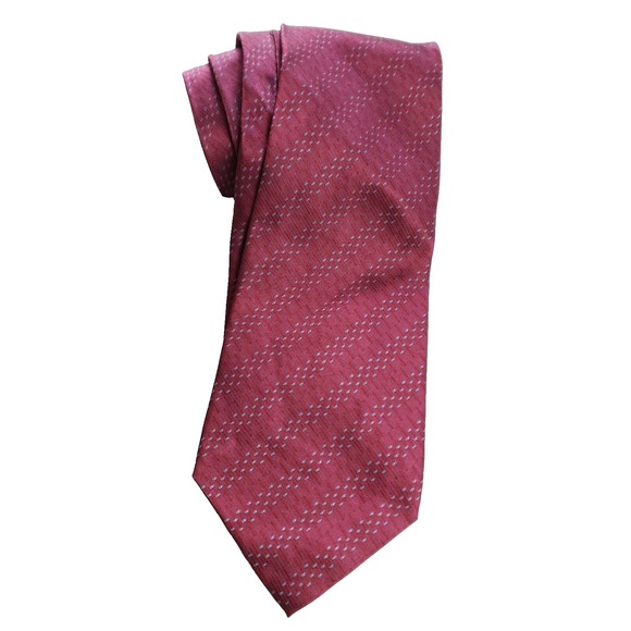 Van Heusen Red Silk Tie Geometric Pattern Classic Business Formal Menswear - Picture 1 of 7